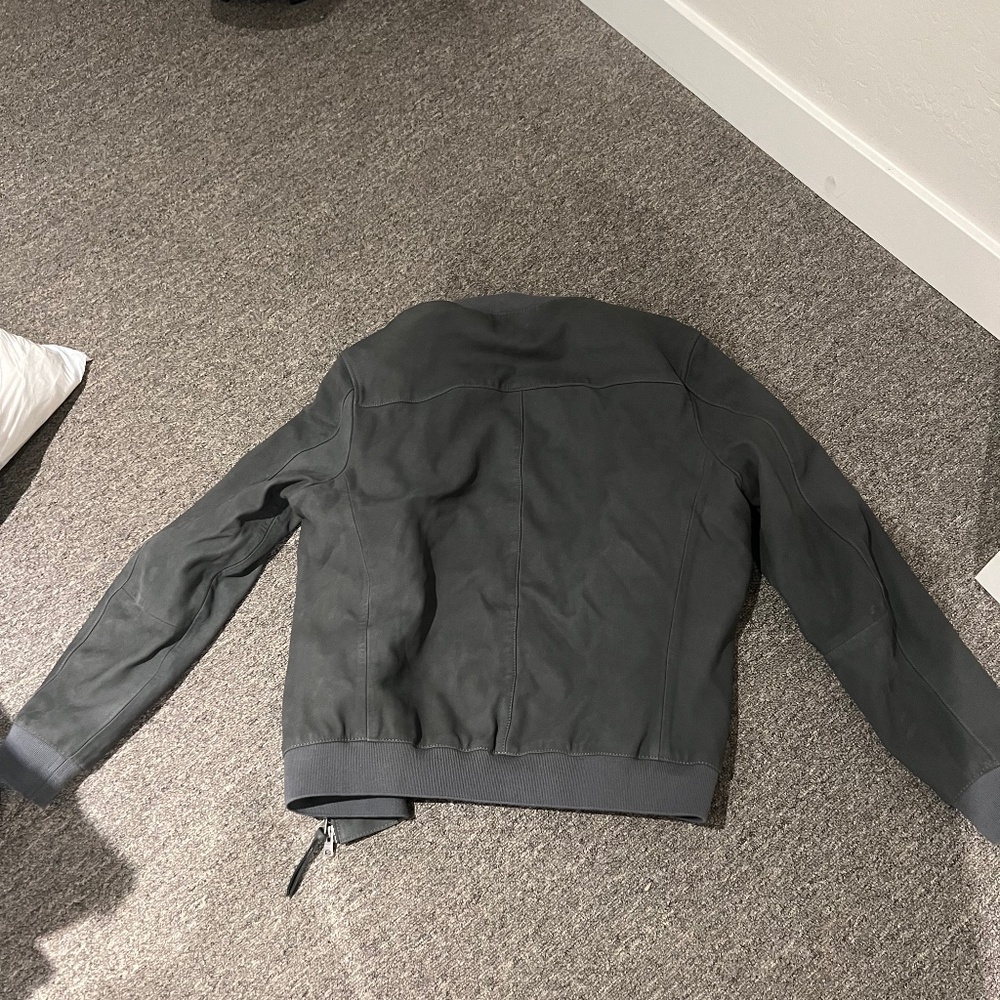 All Saints men’s gray suede Kemble jacket